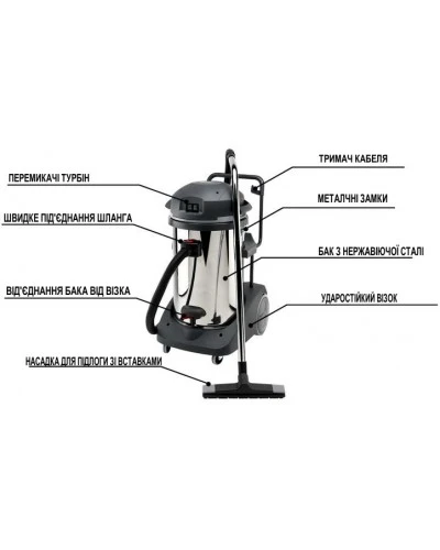 Порохотяг BECKER TITANO INOX BS 8.212.0502, з можливістю збирання рідини (Італія)