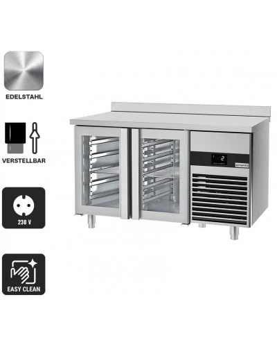 Холодильний стіл PREMIUM - 1,4 x 0,7 m - 2 скляних дверей GGM Gastro