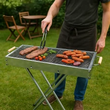 Переносний мангал з решіткою 80х78х30см, BARBECUE TRAY 770SS