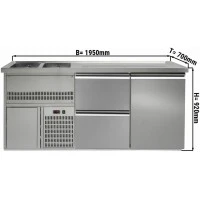 Холодильний стіл для пива 1,95 x 0,7 м - 1 дверцята, 2 шухляди 1/2 GGM Gastro