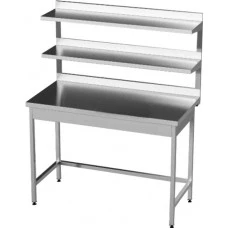 Стіл кухонний виробничий з надбудовою ПРОФІ СПДП, ст.201/430, глибина 800 мм, без полиць