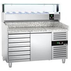 Холодильний стіл для піци PREMIUM - 1,5 x 0,8 m - 1 двері та 7 шухляд GGM Gastro