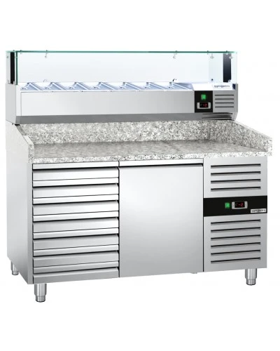 Холодильний стіл для піци PREMIUM - 1,5 x 0,8 m - 1 двері та 7 шухляд GGM Gastro