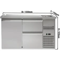 Холодильний стіл для пива 1,5 x 0,7 м - 1 дверцята, 2 шухляди 2/5+3/5 GGM Gastro