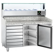 Холодильний стіл для піци PREMIUM - 1,5 x 0,8 m - 1 двері та 7 шухляд GGM Gastro