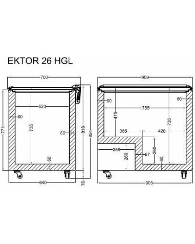 EKTOR 26 HGL (251л) Морозильна скриня з відкидним прямим склом CRYSTAL S.A. Греція