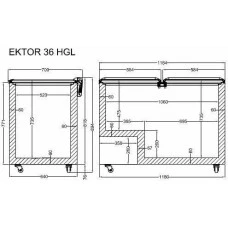 EKTOR 36 HGL (356л) Морозильна скриня з відкидним прямим склом CRYSTAL S.A. Греція