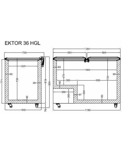 EKTOR 36 HGL (356л) Морозильна скриня з відкидним прямим склом CRYSTAL S.A. Греція