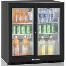 ШАФА БАРНА ХОЛОДИЛЬНА HURAKAN HKN-DB205S НА 200 л, СКЛЯНІ РОЗСУВНІ ДВЕРІ