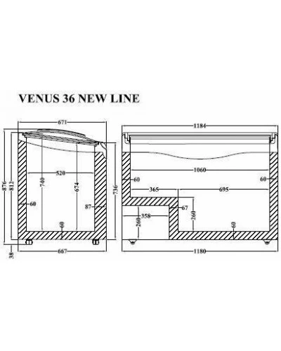 VENUS NL 36 (342л) Морозильна скриня з гнутим розсувним склом CRYSTAL S.A. Греція
