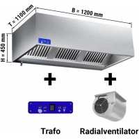 Витяжка закрита 1,2 м - з двигуном, регулятором, фільтром і лампою GGM Gastro