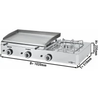 Жарова поверхня газова, гладка - 1,0 m - inkl. Gaskocher GGM Gastro