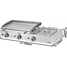 Жарова поверхня газова, гладка - 1,0 m - inkl. Gaskocher GGM Gastro