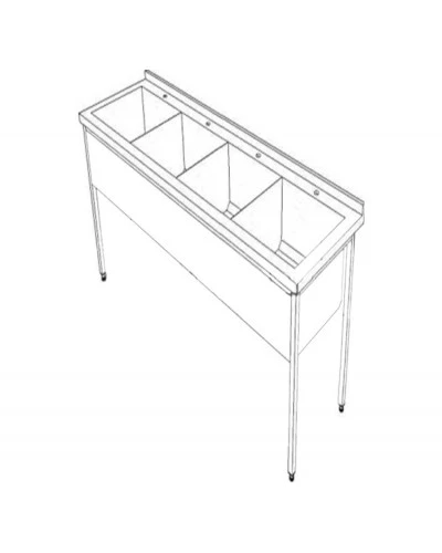 Ванна мийна 4-секційна ВС-4, ст. 430/201, глибина 600 мм, раковина 350 мм