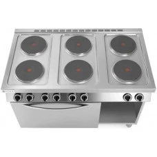 Плита електрична 6-ти конфоркова Kitchen Line з електричною конвекційною духовою шафою GN 1/1