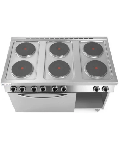Плита електрична 6-ти конфоркова Kitchen Line з електричною конвекційною духовою шафою GN 1/1
