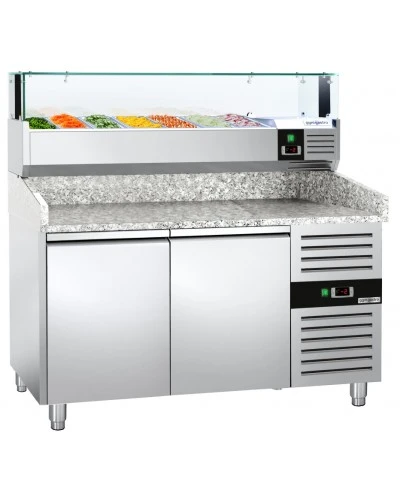 Холодильний стіл для піци PREMIUM - 1,5 x 0,8 m - 2 скляних дверей GGM Gastro