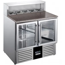 Холодильний стіл для піци - 0,9 x 0,7 m - 2 скляних дверей GGM Gastro