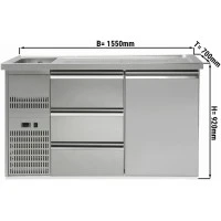 Холодильний стіл для пива 1,5 x 0,7 м - 1 дверцята, 3 шухляди 1/3 GGM Gastro
