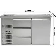 Холодильний стіл для пива 1,5 x 0,7 м - 1 дверцята, 3 шухляди 1/3 GGM Gastro