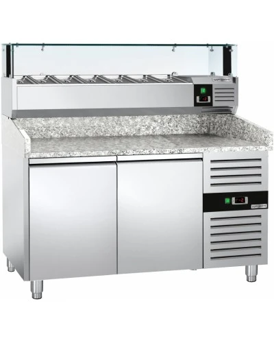 Холодильний стіл для піци PREMIUM - 1,5 x 0,8 m - 2 скляних дверей GGM Gastro