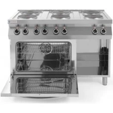 Плита електрична 6-ти конфоркова Kitchen Line з електричною конвекційною духовою шафою GN 1/1