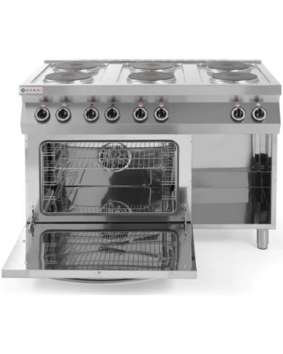 Плита електрична 6-ти конфоркова Kitchen Line з електричною конвекційною духовою шафою GN 1/1