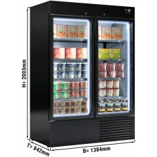 Морозильна шафа - 1310 Л - 2 скляних дверей - чорний GGM Gastro