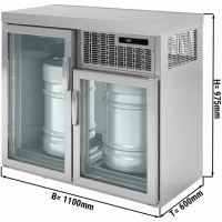 Охолоджувач бочок для пива - 1,1 x 0,6 m - 2 скляних дверей GGM Gastro
