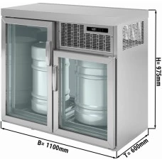 Охолоджувач бочок для пива - 1,1 x 0,6 m - 2 скляних дверей GGM Gastro