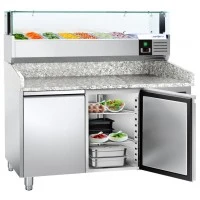 Холодильний стіл для піци PREMIUM - 1,5 x 0,8 m - 2 скляних дверей GGM Gastro