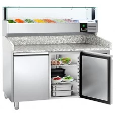 Холодильний стіл для піци PREMIUM - 1,5 x 0,8 m - 2 скляних дверей GGM Gastro