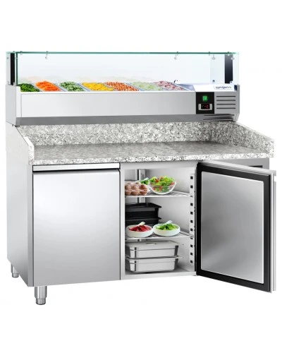 Холодильний стіл для піци PREMIUM - 1,5 x 0,8 m - 2 скляних дверей GGM Gastro