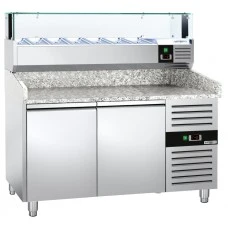 Холодильний стіл для піци PREMIUM - 1,5 x 0,8 m - 2 скляних дверей GGM Gastro