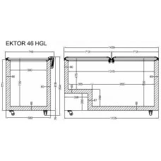 EKTOR 46 HGL (448л) Морозильна скриня з відкидним прямим склом CRYSTAL S.A. Греція