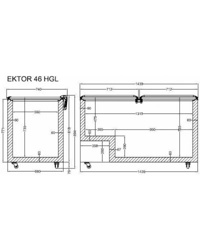EKTOR 46 HGL (448л) Морозильна скриня з відкидним прямим склом CRYSTAL S.A. Греція