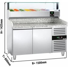 Холодильний стіл для піци PREMIUM - 1,5 x 0,8 m - 2 скляних дверей GGM Gastro