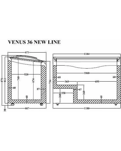 VENUS NL 36 (342л) Морозильна скриня з гнутим розсувним склом CRYSTAL S.A. Греція