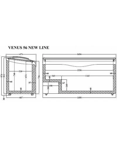 VENUS NL 56 (513л) Морозильна скриня з гнутим розсувним склом CRYSTAL S.A. Греція