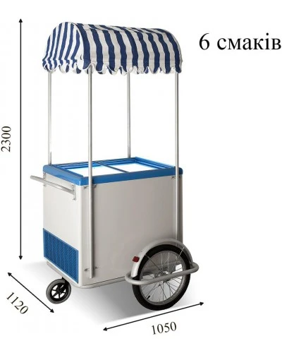 ICE CREAM CART Морозильна пересувна вітрина з прямим склом для м'якого морозива CRYSTAL S. A. Греція