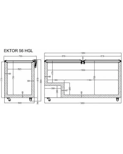 EKTOR 56 HGL (535л) Морозильна скриня з відкидним прямим склом CRYSTAL S.A. Греція