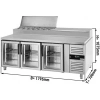 Холодильний стіл / Саладетта PREMIUM - 1,8 x 0,7 м / 3 скляні двері / об'єм: 417 л GGM Gastro