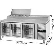 Холодильний стіл / Саладетта PREMIUM - 1,8 x 0,7 м / 3 скляні двері / об'єм: 417 л GGM Gastro