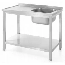 Стіл з мийкою та полицею, з одинарною раковиною 1000x700x(H)850 mm