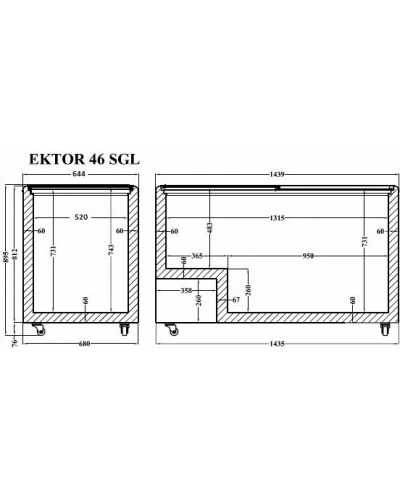 EKTOR 46 SGL (445л) Морозильна скриня з прямим склом CRYSTAL S.A. Греція