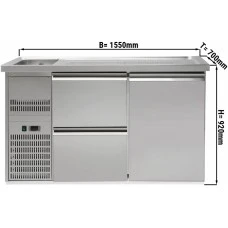 Холодильний стіл для пива 1,5 x 0,7 м - 1 дверцята, 2 шухляди 1/2 GGM Gastro