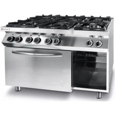 Плита газова 6-ти конфоркова Kitchen Line з електричною конвекційною духовою шафою GN 1/1