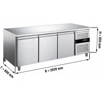 Холодильний стіл для пекрні PREMIUM - 2,0 x 0,8 m - 3 скляних дверей GGM Gastro