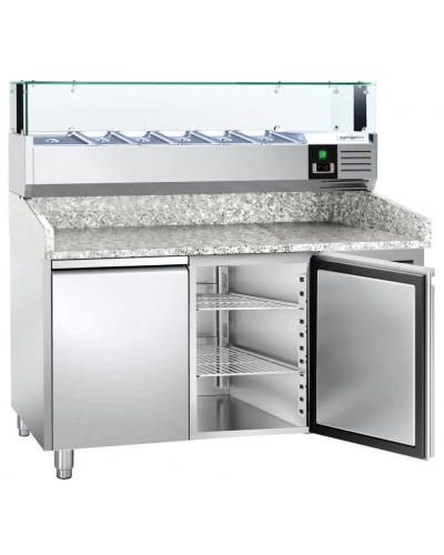 Холодильний стіл для піци PREMIUM - 1,5 x 0,8 m - 2 скляних дверей GGM Gastro