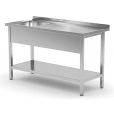 Стіл з мийкою та полицею, з одинарною раковиною .1000x700x(H)850 mm